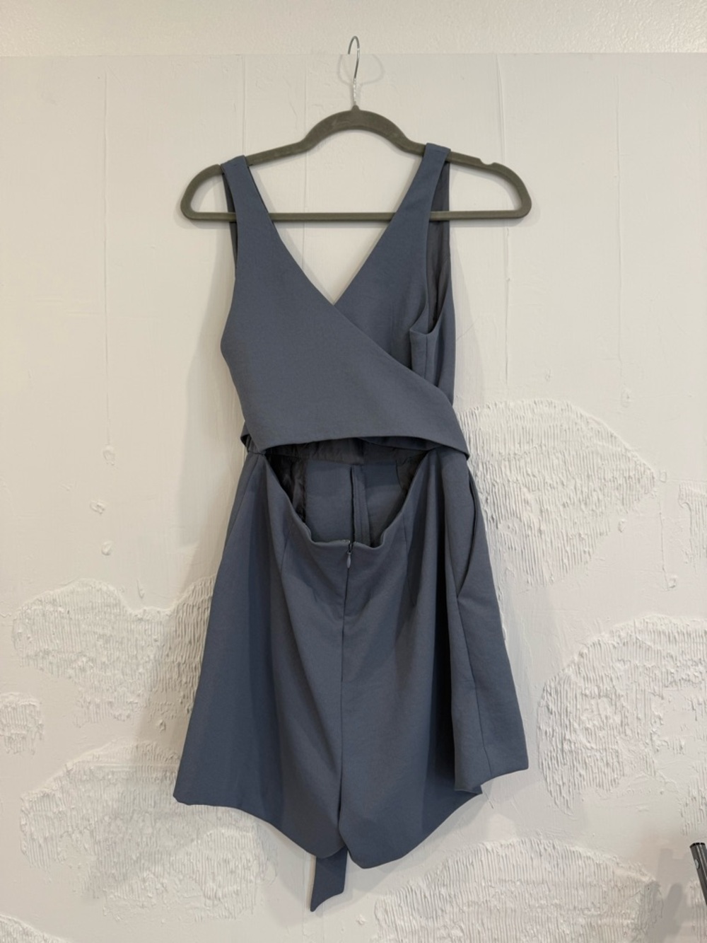 Aritzia Slate Blue V-Neck High-Low Tie-Waist Dress - Picture 2 of 2